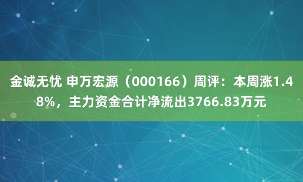 金诚无忧 申万宏源（000166）周评：本周涨1.48%，主力资金合计净流出3766.83万元